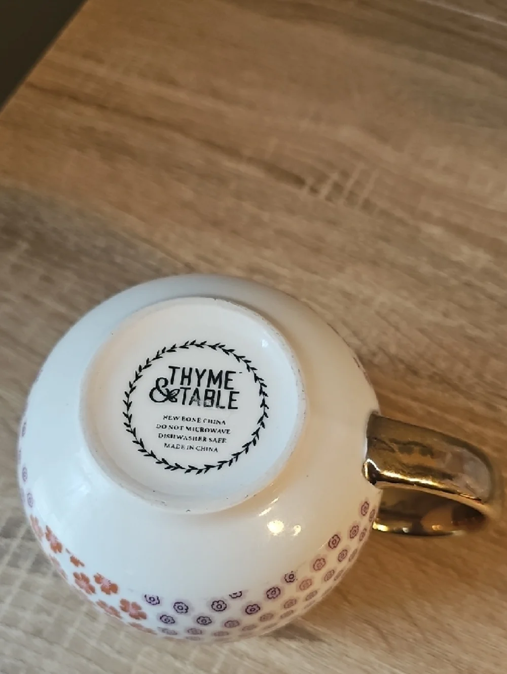 Thyme & Table Floral New Bone China Gold Highlights Mug